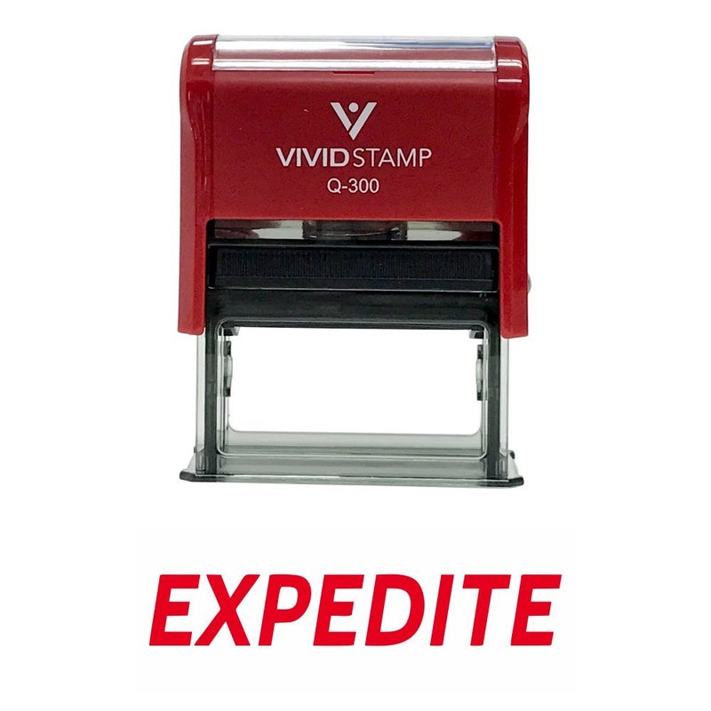 Vivid Stamp EXPEDITE Self Inking Rubber Stamp (Red Ink) - Large - Image 2